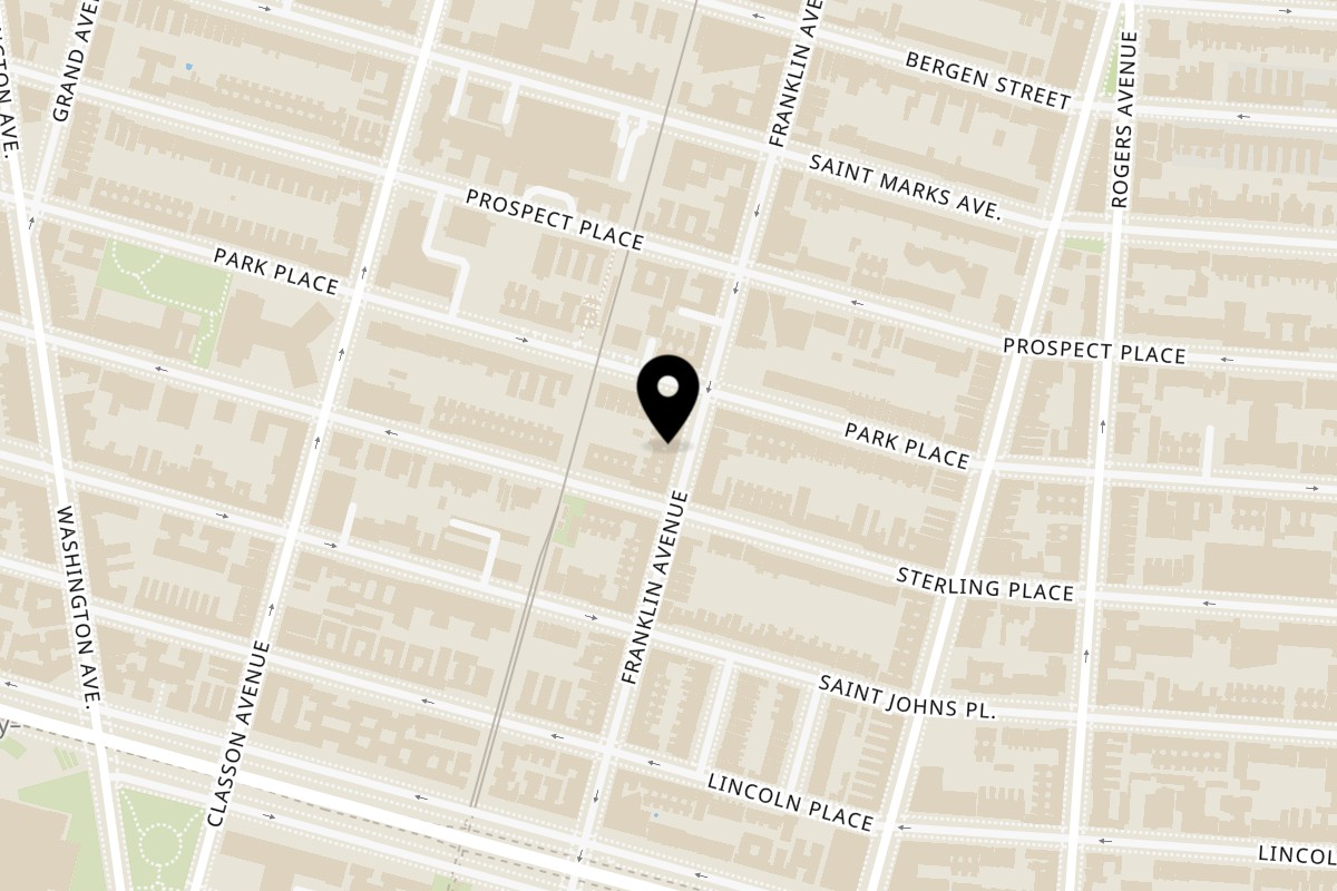 Map showing the location of Little Zelda on 728 Franklin Ave in Brooklyn